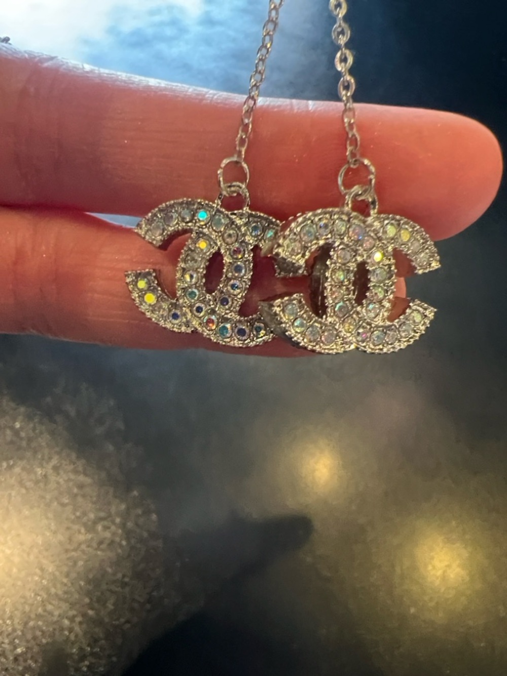 CHANEL Gold Double-C Drop Earrings with Multicolor Crystals - Picture 11 of 15